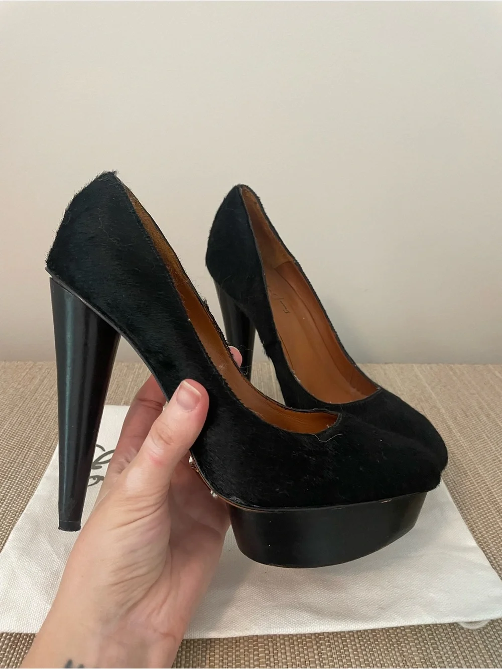 Elizabeth and James Pony Hair Platform Pump